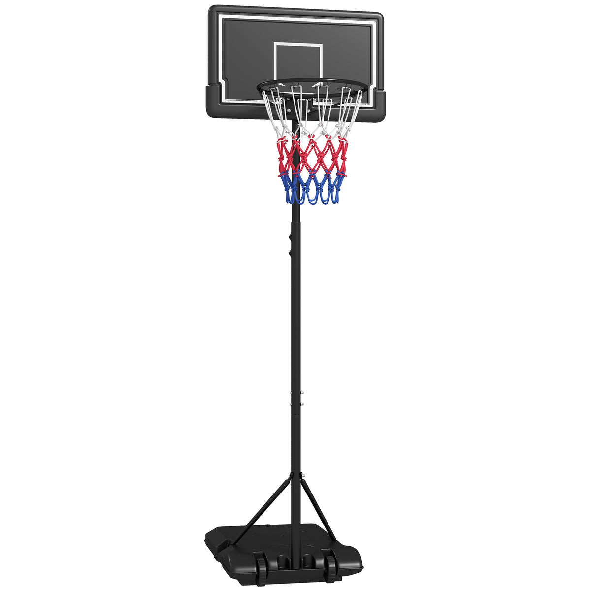 Panier de basket extérieur hauteur ajustables 182-213/220-250 cm panier de basket sur pied à roulettes noir-0