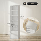 Bibliothèque meuble de rangement 6 niveaux avec 3 étagères réglables et placard, style moderne 40 x 30 x 156 cm blanc-2