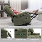 Fauteuil releveur relax électrique, fonction massage et chaleur, inclinaison réglable, repose-pied, télécommandes, vert-7