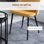 Lot de 2 chaises salle à manger chaise de cuisine scandinave chaise en velours rembourrée avec pieds effilés en métal, pour salon, salle à manger, jaune-5
