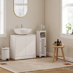 Meuble salle de bain sous Lavabo - meuble sous-vasque - placard 2 portes avec étagère blanc-7