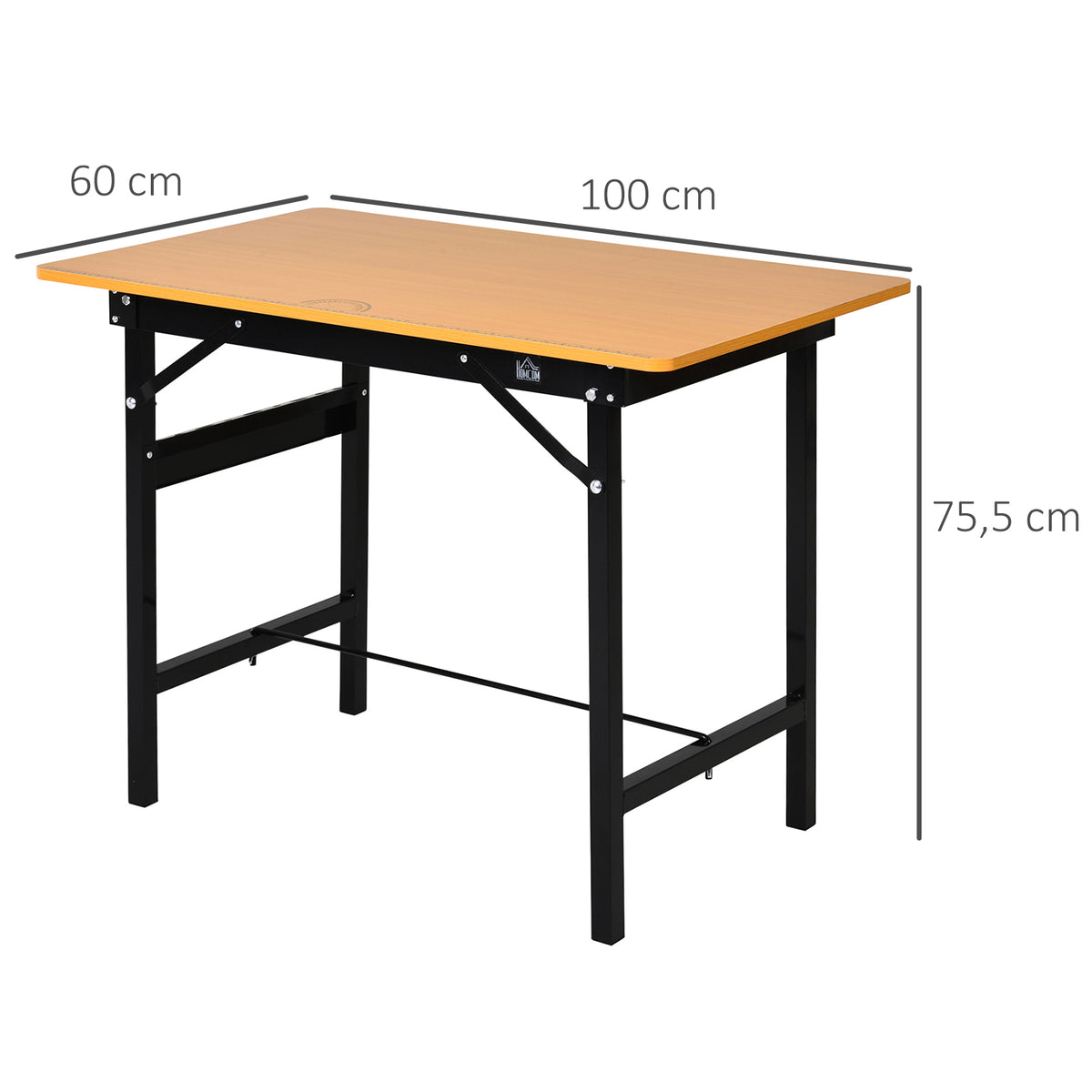 Établi atelier pliant table de travail pliable avec règle et rapporteur MDF table atelier 100 x 60 x 75,5 cm jaune noir-2
