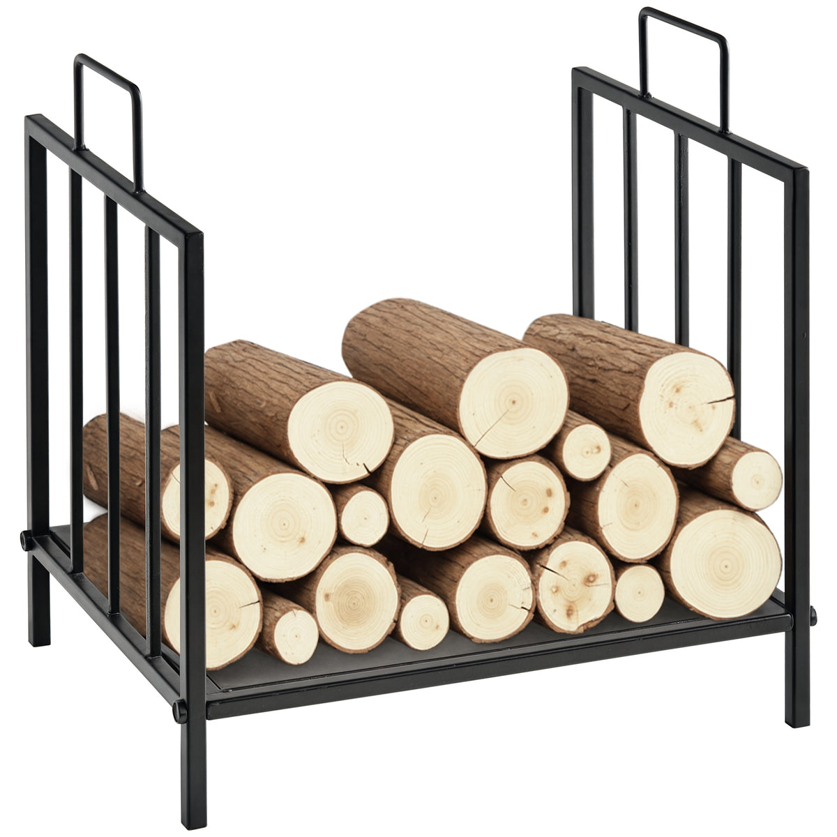 Range bûches Porte-bûches Etagère porte bois de cheminée charge max 15 Kg 44x33x46cm métal époxy noir-0