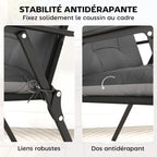 Lot de 4 coussins pour chaises de terrasse, résistants à l'eau, antidérapants, avec liens, 112x53cm, Gris Foncé-5