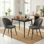 Lot de 2 chaises de salle à manger, chaises de cuisine rembourrées sans accoudoirs, pieds en acier, 52x55x79cm, gris-1