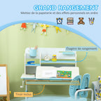 Ensemble bureau et chaise pour enfants hauteur réglable et plateau inclinable 0-60° table 80 x 52 x 88-109 cm bleu-5