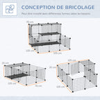 Cage parc enclos rongeurs modulable dim. L 111 x l 75 x H 119 cm 3 niveaux 4 portes fil métallique noir-4