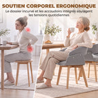 Lot de 2 Chaises Salle à Manger, Chaises de Cuisine en Tissu Effet Lin, Dossier Incurvé, Pieds en Bois de Hêtre, Gris-5