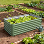 Jardinière surélevée en acier galvanisé, lit de jardin avec fond ouvert, 180 x 90 x 57,5 cm, vert clair-8