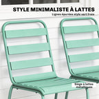 Lot de 2 Chaises de Jardin Empilables en Métal pour Terrasse, Balcon, Jardin, Vert-7