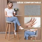 Lot de 2 tabourets de bar, chaises de bar, assise rembourrée, dossier et repose-pieds, 48 x 48 x 99,5 cm, gris-3