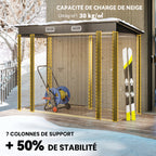 Abri de Jardin en Métal 3 m² Facile à Monter, Cabane de Jardin Structure en Acier Galvanisé Améliorée, Chêne-4