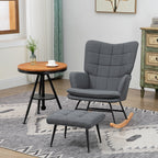 Fauteuil à bascule avec repose-pieds, rocking chair, assise large, dossier haut, coussin inclus, 64 x 89 x 90 cm, gris-1