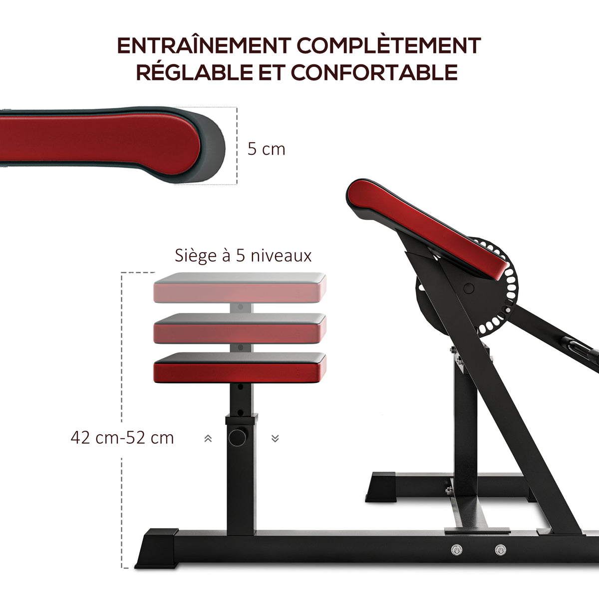 Banc de musculation pour biceps, machine à biceps/triceps 2-en-1 hauteur de l'assise réglable 5 niveaux 105x95x80cm noir-4