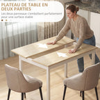 Table à manger table de cuisine structure en bois massif 4 personnes design vintage 120 cm naturel et blanc-5