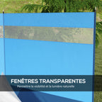 Paravent brise-vent de camping portable pliable avec sac de transport et poteaux en acier dim. 440 cm x 140 cm bleu-5