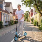 Trottinette Pliable pour Adultes 14+ Ans, Guidon Réglable, Grandes Roues, Amortisseur, Aluminium, 91,5x36,5x104cm, Bleu-9