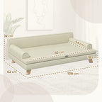 Canapé pour chien chat design scandinave coussin moelleux amovible pieds bois massif 100 x 62 x 32 cm beige-2