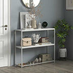 Table console en acier 2 étagères design moderne pour salon entrée couloir 100 x 30 x 87 cm blanc-9