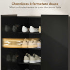 Meuble à chaussures 20 paires armoire à chaussures à haute brillance 5 niveaux étagères réglables 72x34x103cm noir-4
