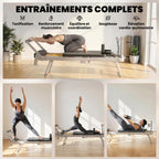 Machine Reformer Pilates Pliable Système Hybride 4 Ressorts & 5 Cordes Silencieux Acier 195 x 56 x 88 cm Blanc-3