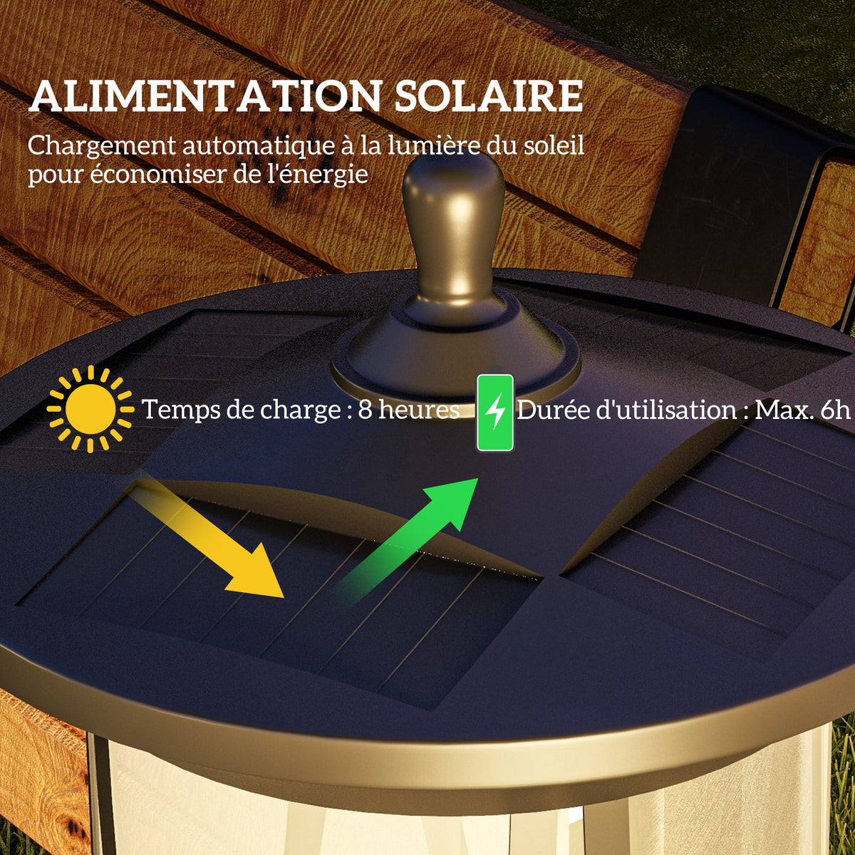 Lampadaire solaire extérieur lampadaire de jardin LED avec interrupteur marche/arrêt 17 x 17 x 127 cm noir-3