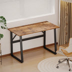 Bureau d'Ordinateur 120 cm, Bureau Simple, Pieds Réglables, pour Petit Espace, Travail à Domicile, Étude, Brun Rustique-1