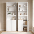 Bibliothèque à 6 Niveaux, Meuble de Rangement, 60 x 24 x 182 cm avec 4 Compartiments Ouverts et 2 Portes, Blanc-8