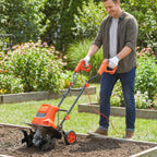 Motobineuse Électrique Motoculteur 1500W 6 Lames 65Mn Largeur 40cm Profondeur 20cm Pliable et Étanche IPX4 Orange-9