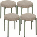 Lot de 4 Tabourets Empilables Ronds avec Assise Rembourrée, sans Dossier, Gain de Place, 45 x 45 x 47,5 cm, Marron Cair-0