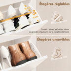 Meuble à chaussures 16 paires, armoire à chaussures étroite avec 4 tiroirs rabattables et étagères réglables-5