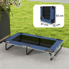 Lit surélevé pour chiens pliable rafraîchissant, lit de camp pour animaux en maille respirante 107x61x20cm bleu foncé-2