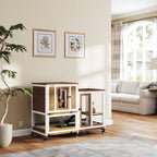 Clapier lapin intérieur cage lapin en bois design de luxe 3 niveaux avec 3 plateaux amovibles 110 x 50 x 86 cm marron-9
