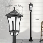 Luminaire extérieur lampadaire sur pied solaire lampadaire lanterne classique LED 30 Lm 15 x 15 x 127 cm noir-2
