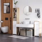 Meuble Colonne Rangement Salle de Bain Style Cosy 3 niches tiroir Placard avec étagère Blanc Aspect chêne Clair-9