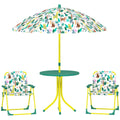 Ensemble Salon de Jardin Extérieur Enfant avec 2 Chaises Pliantes et Parasol, Thème Jungle, pour Jardin, Terrasse, Vert-0