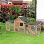 Clapier cage à lapins rongeurs XXL clapier nain 2 étages toit bitumé intégral tiroir déjection 210L x 45,5l x 84,5H cm bois massif pin pré-huilé-9