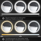 Miroir rond lumineux LED de salle de bain Ø 70 cm mural avec éclairage 3 couleurs interrupteur tactile 23W blanc argent-4