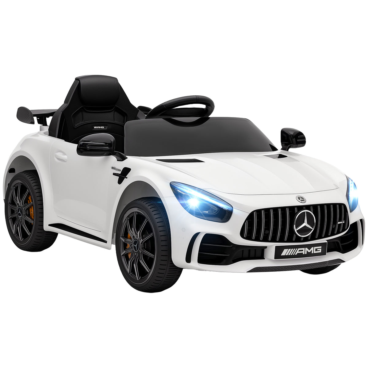 Voiture électrique enfants sous licence Mercedes-Benz AMG GTR 12V télécommande 2,4G max. 5 km/h 108 x 67 x 46 cm blanc-0