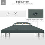Toile de rechange pour pavillon tonnelle tente 3 x 4 m polyester haute densité 180 g/m² gris-5