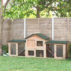 Clapier cage à lapins rongeurs XXL clapier nain 2 étages toit bitumé intégral tiroir déjection 210L x 45,5l x 84,5H cm bois massif pin pré-huilé-1