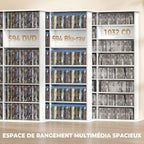 Meuble de rangement 1032 CDs / 594 DVDs, étagère multimédia, 24 compartiments et 18 étagères ajustables, blanc-3