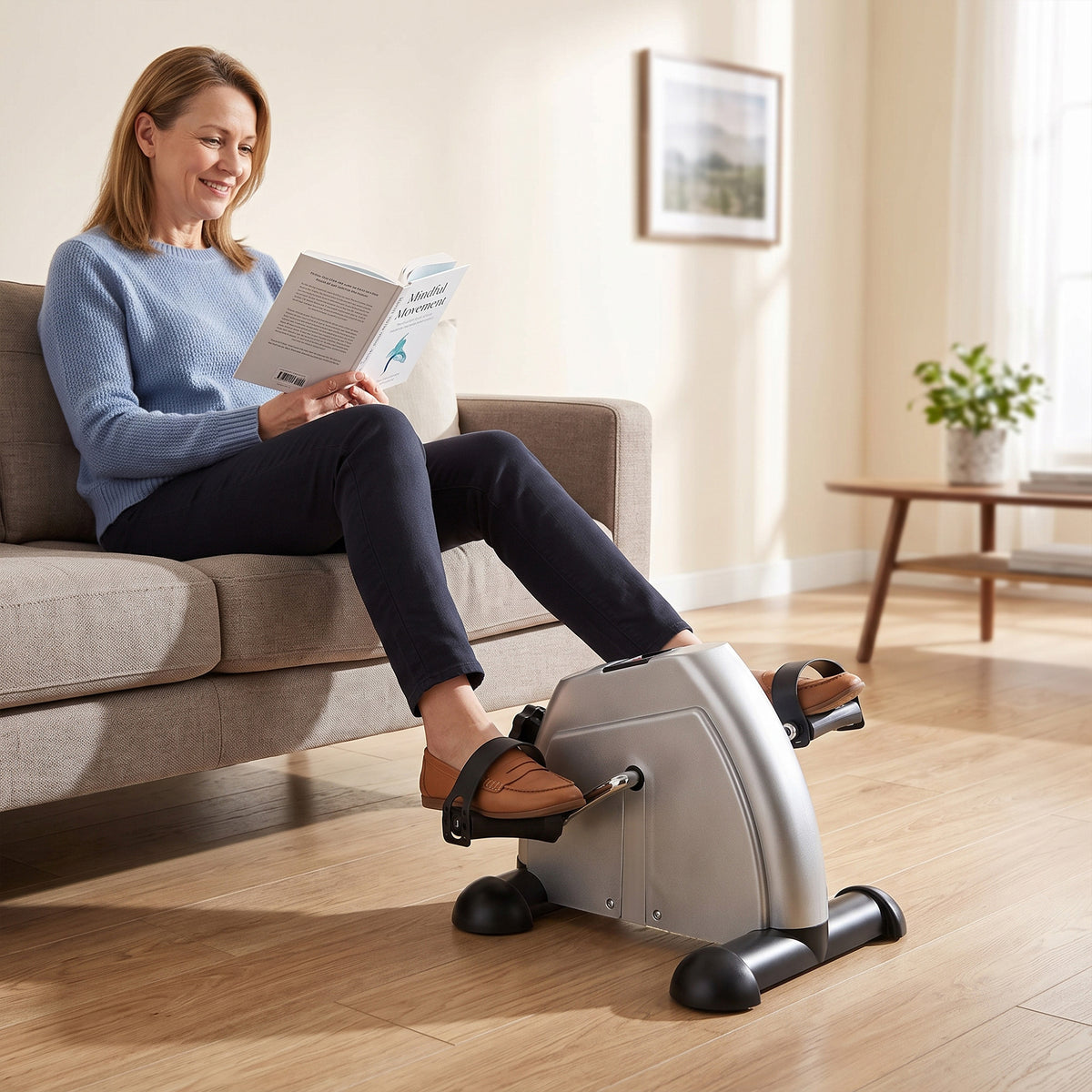 Mini vélo d'appartement pour jambes bras appareil de fitness avec écran LCD dim. 39L x 40l x 31H cm argenté-1
