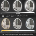 Miroir salle de bain avec éclairage LED 80 x 60 cm, miroir lumineux mural avec antibuée, mémoire, IP44, argenté-3