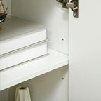 Buffet, meuble de rangement avec 2 portes, 3 tiroirs et pieds en bois massif, style moderne, 90 x 32 x 80 cm, blanc-7