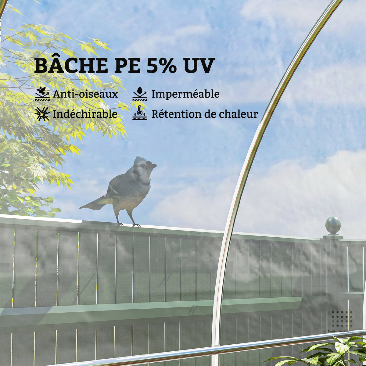 Bâche pour serre bâche plastique transparente 6 x 10 m imperméable résistante aux UV polyéthylène 150g/m² transparent-3