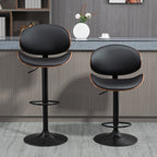 Lot de 2 chaises de bar tabouret hauteur réglable revêtement synthétique 53 x 52 x 92-112 cm noir-7