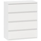 Commode 4 tiroirs, meuble de rangement épuré pour chambre, intérieur, 80 x 39 x 95 cm panneau de particules blanc-0
