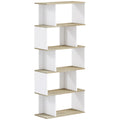 Bibliothèque style scandinave meuble de rangement 5 étagères anti-basculement Charge 25 kg aspect bois & Blanc-0