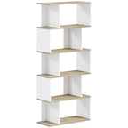 Bibliothèque style scandinave meuble de rangement 5 étagères anti-basculement Charge 25 kg aspect bois & Blanc-0